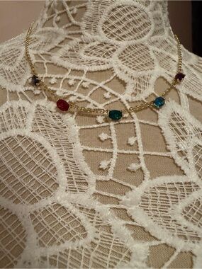 Kendra Scott Gold Necklace with Red, Green, Blue & Purple Gems